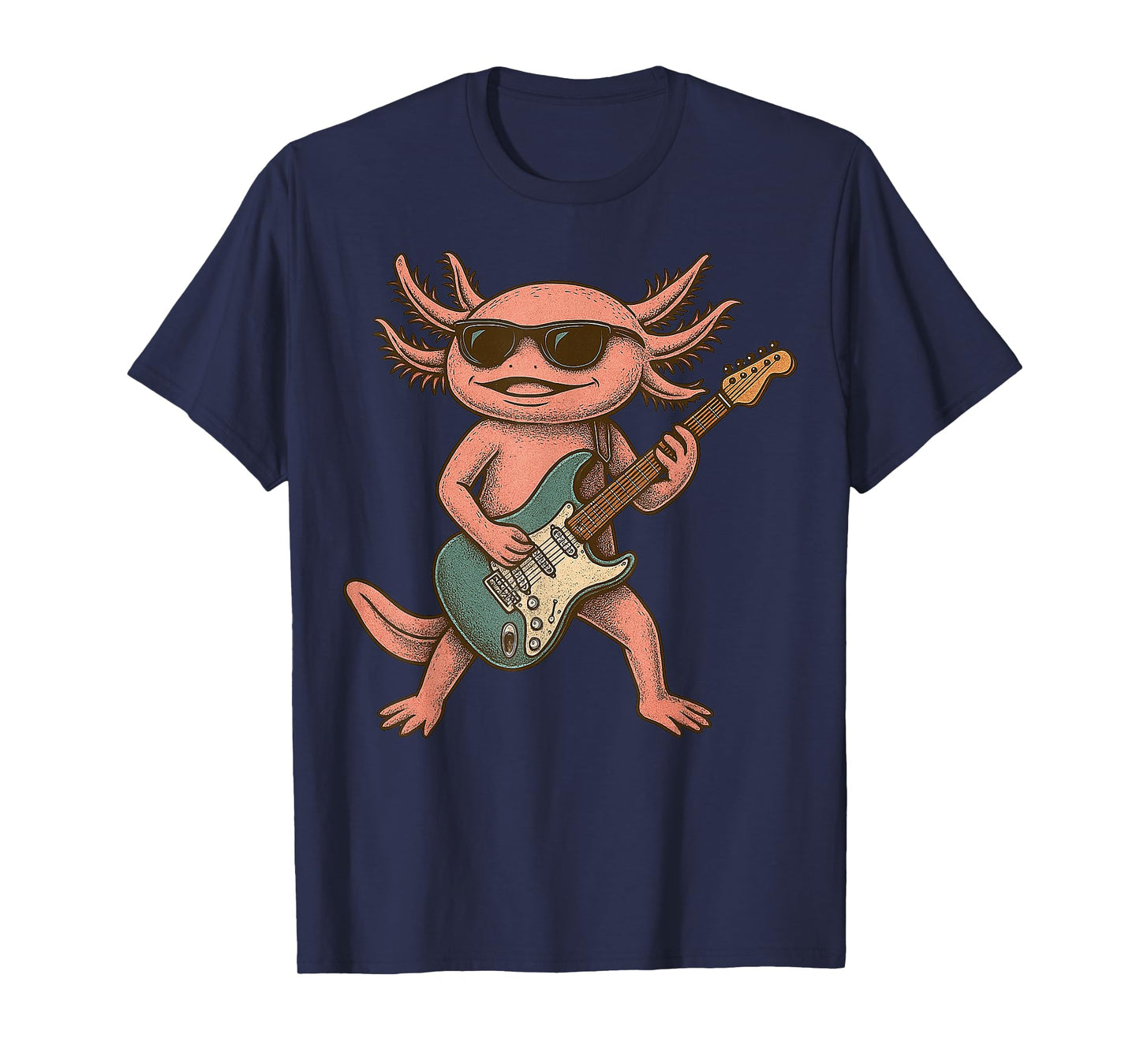Axolotl Playing Guitar Rock and Roll Gift Men Women Boy Girl T-Shirt