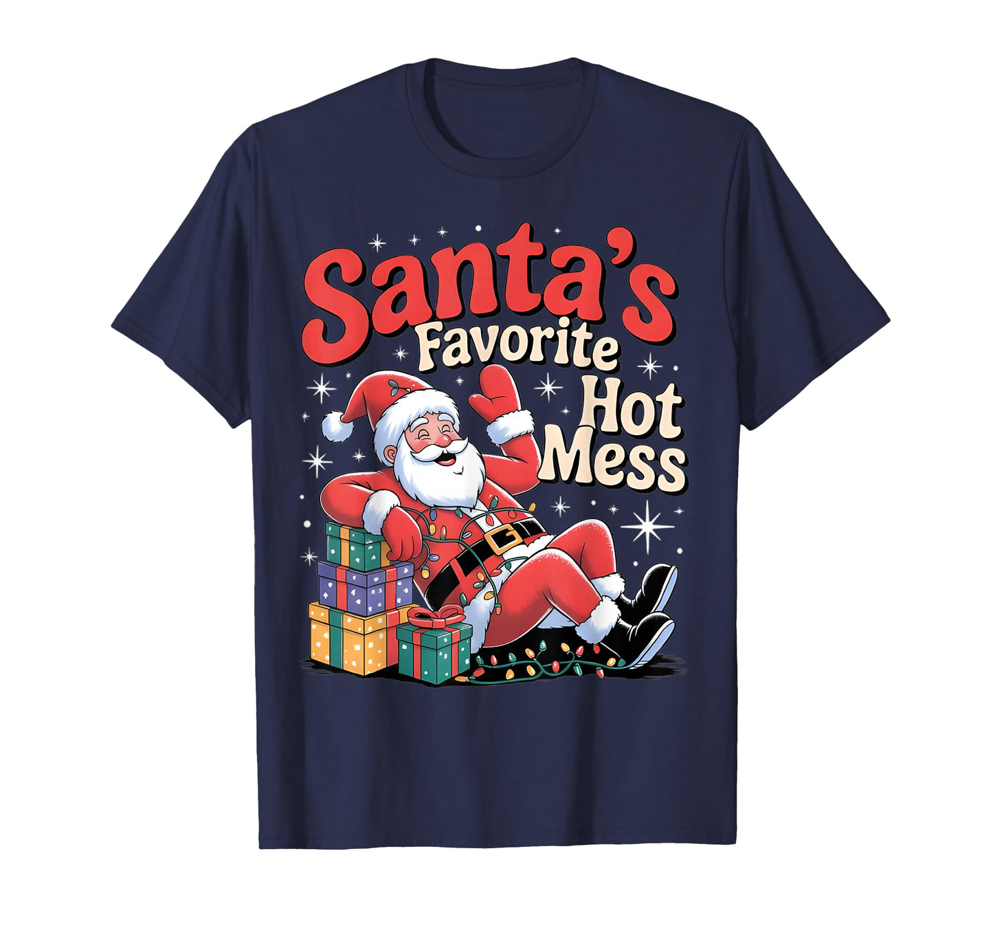 Santa's Favorite Hot Mess Christmas Funny Margarita T-Shirt