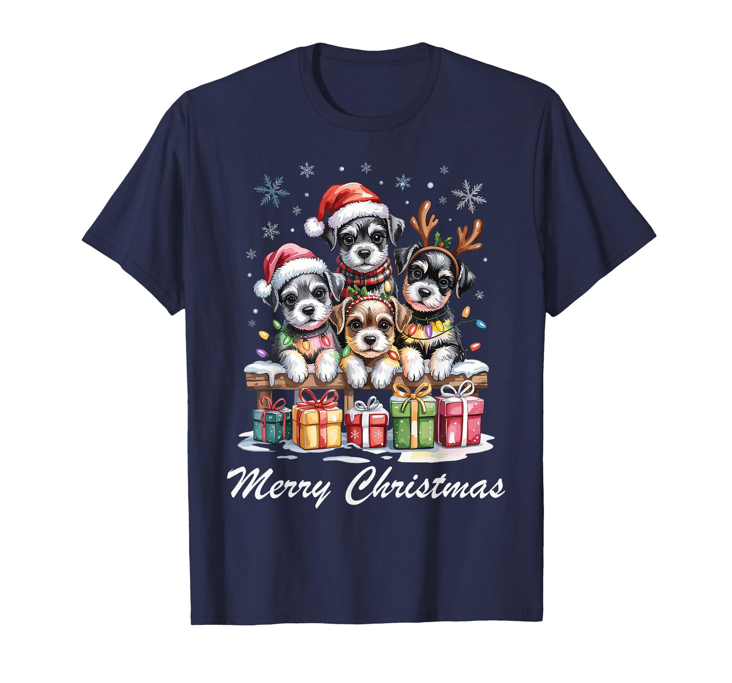 Miniature Schnauzer Merry Christmas Funny Dog Lovers Holiday T-Shirt