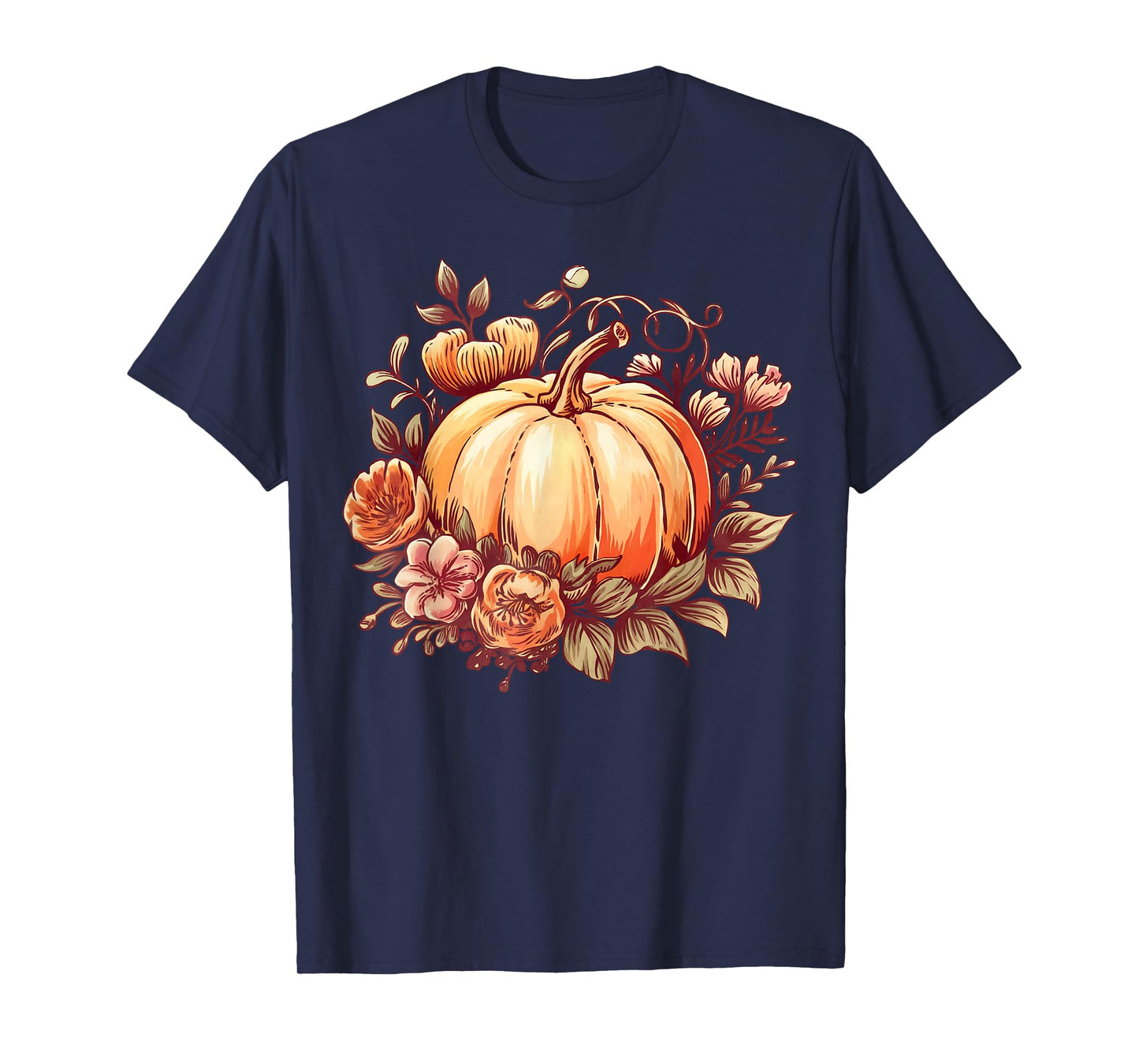 Fall Shirt Women Autumn Pumpkin Graphic Vintage Thanksgiving T-Shirt