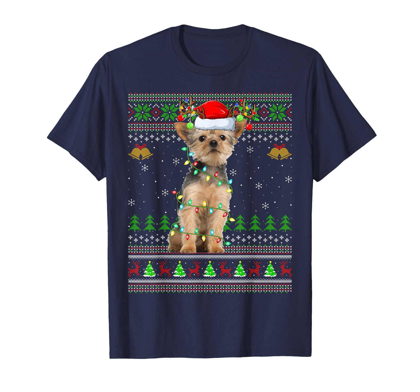 Yorkie Dog Ugly Christmas Sweaters Holiday Santa Xmas T-Shirt