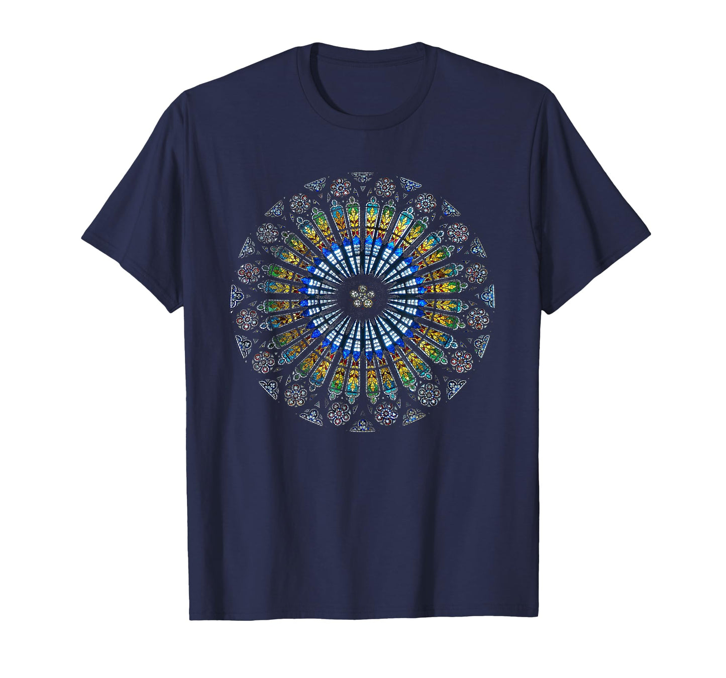 Strasbourg Cathedral France Mandala Stained Glass Window Art T-Shirt