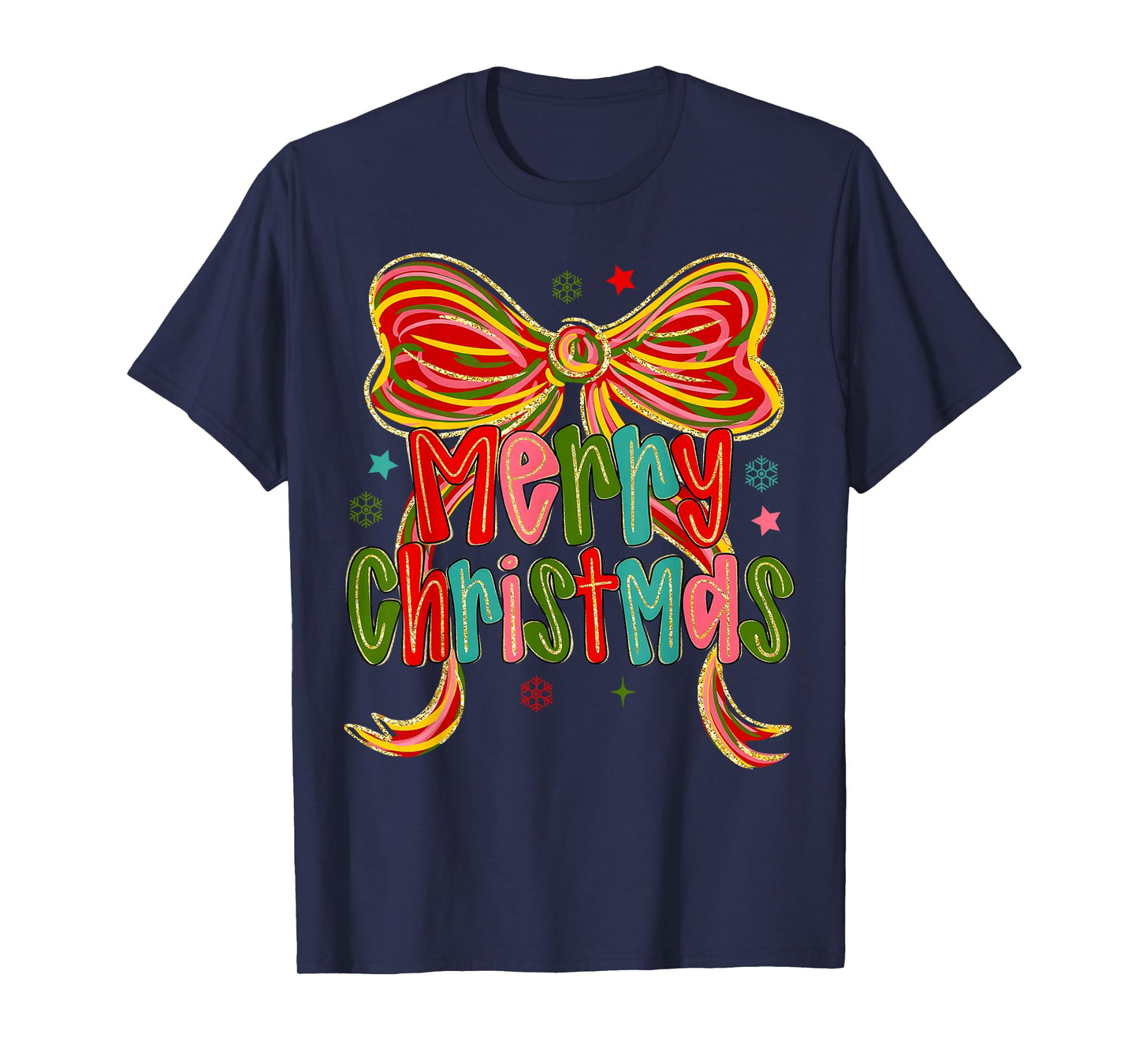 Merry Christmas Coquette Bow Christmas Women Girls Pajamas T-Shirt