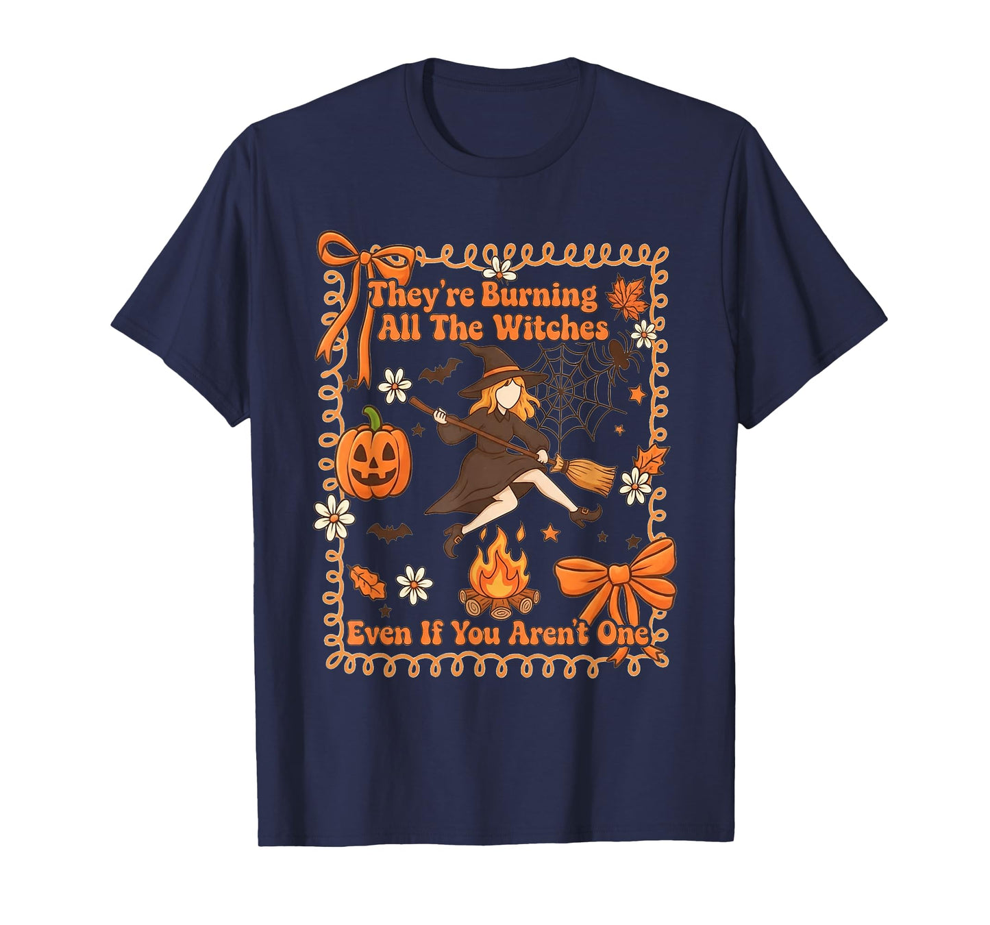 Halloween Coquette Bow They're Burning All The Witches T-Shirt