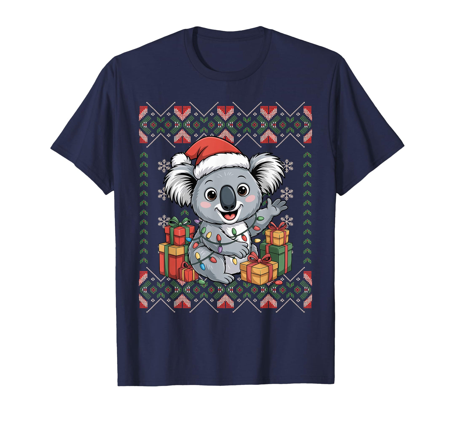 Santa Koala Christmas Ugly Sweater Funny Holiday Pajamas T-Shirt