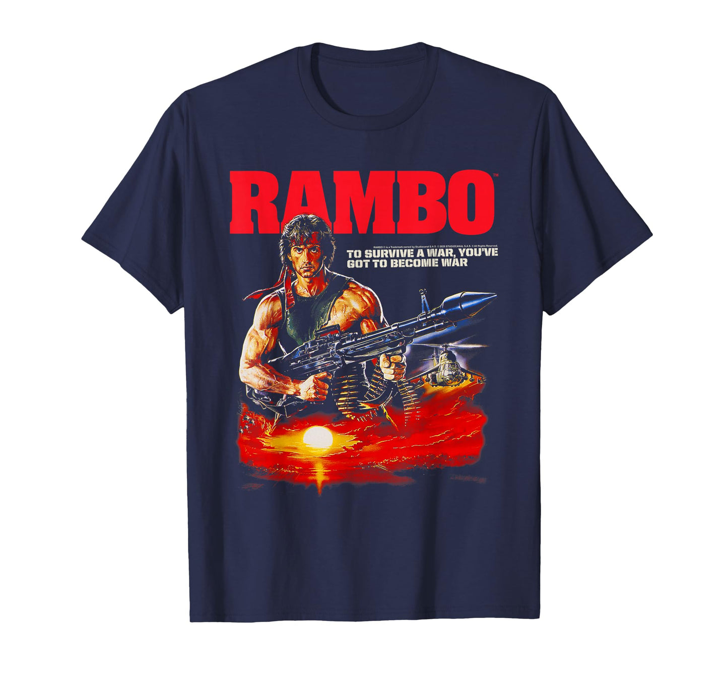 Rambo Missile Launcher Illustration Vintage Action Movie T-Shirt