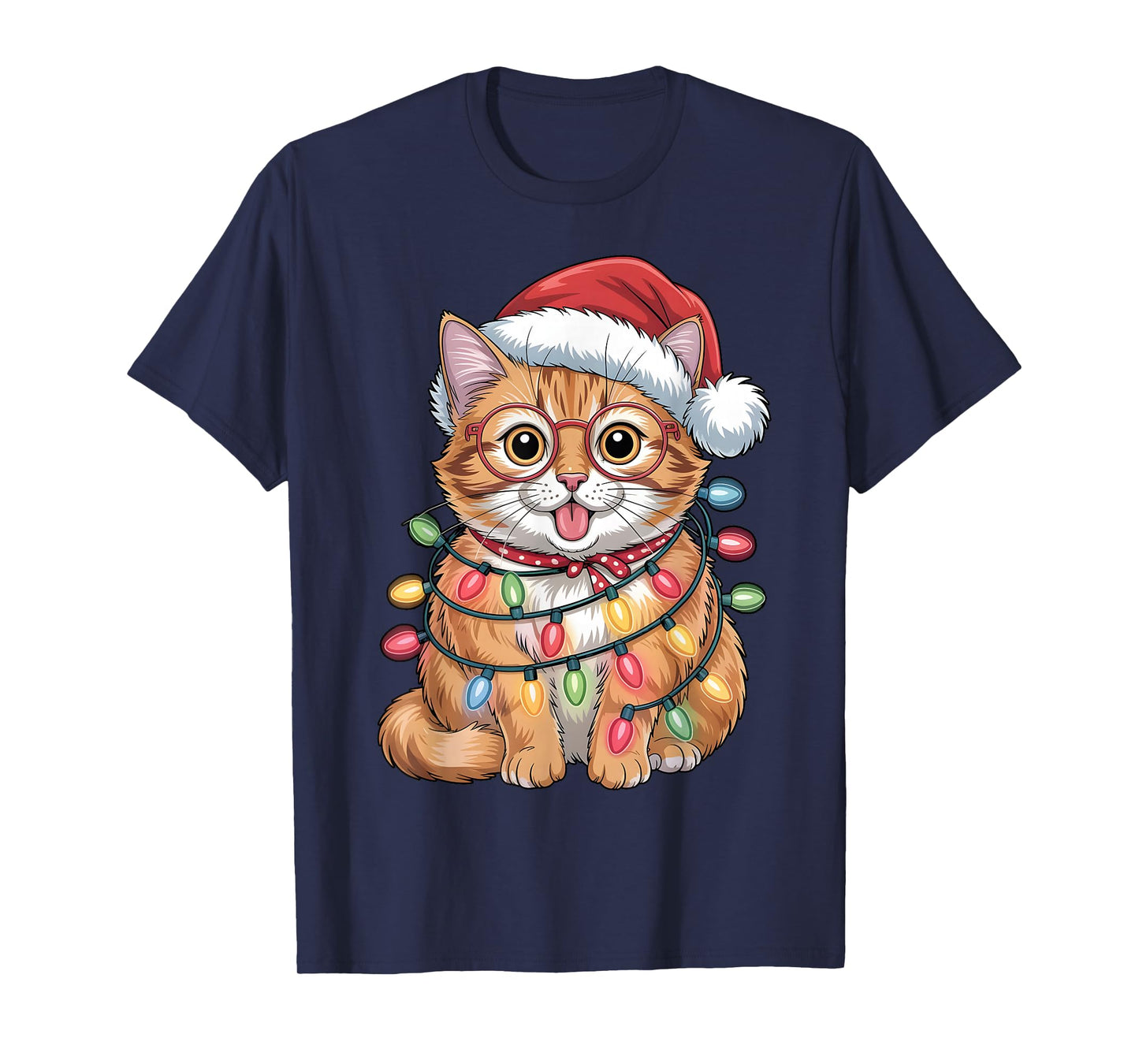 Cute Cat Christmas Santa Hat Holiday Meowy Cats T-Shirt