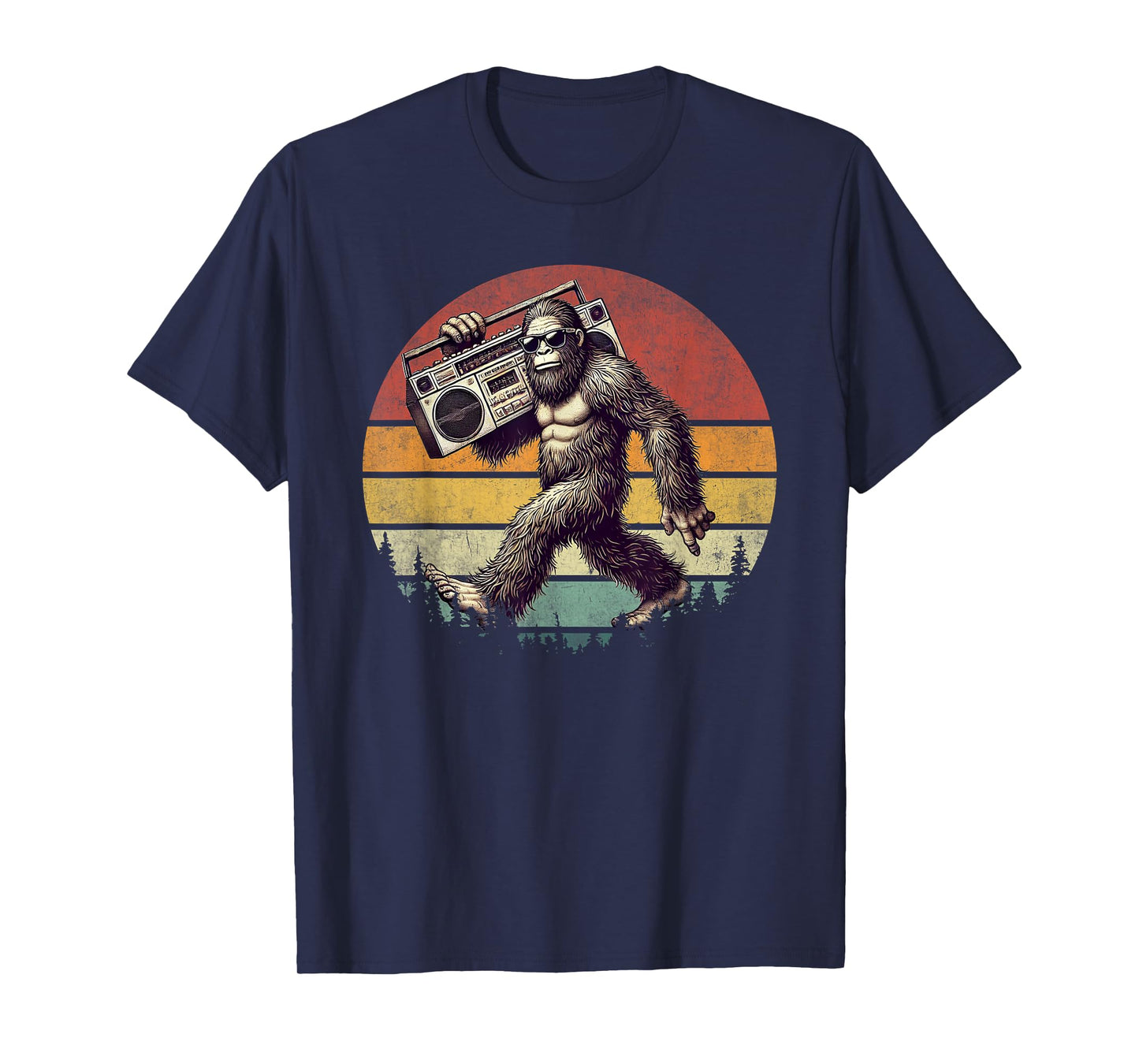 Funny Retro Bigfoot Boombox 80s Hip Hop Sasquatch Vintage T-Shirt