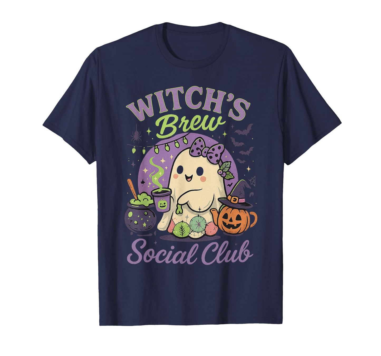 Witch's Brew Social Club Cute Ghost Cauldron Coffee T-Shirt