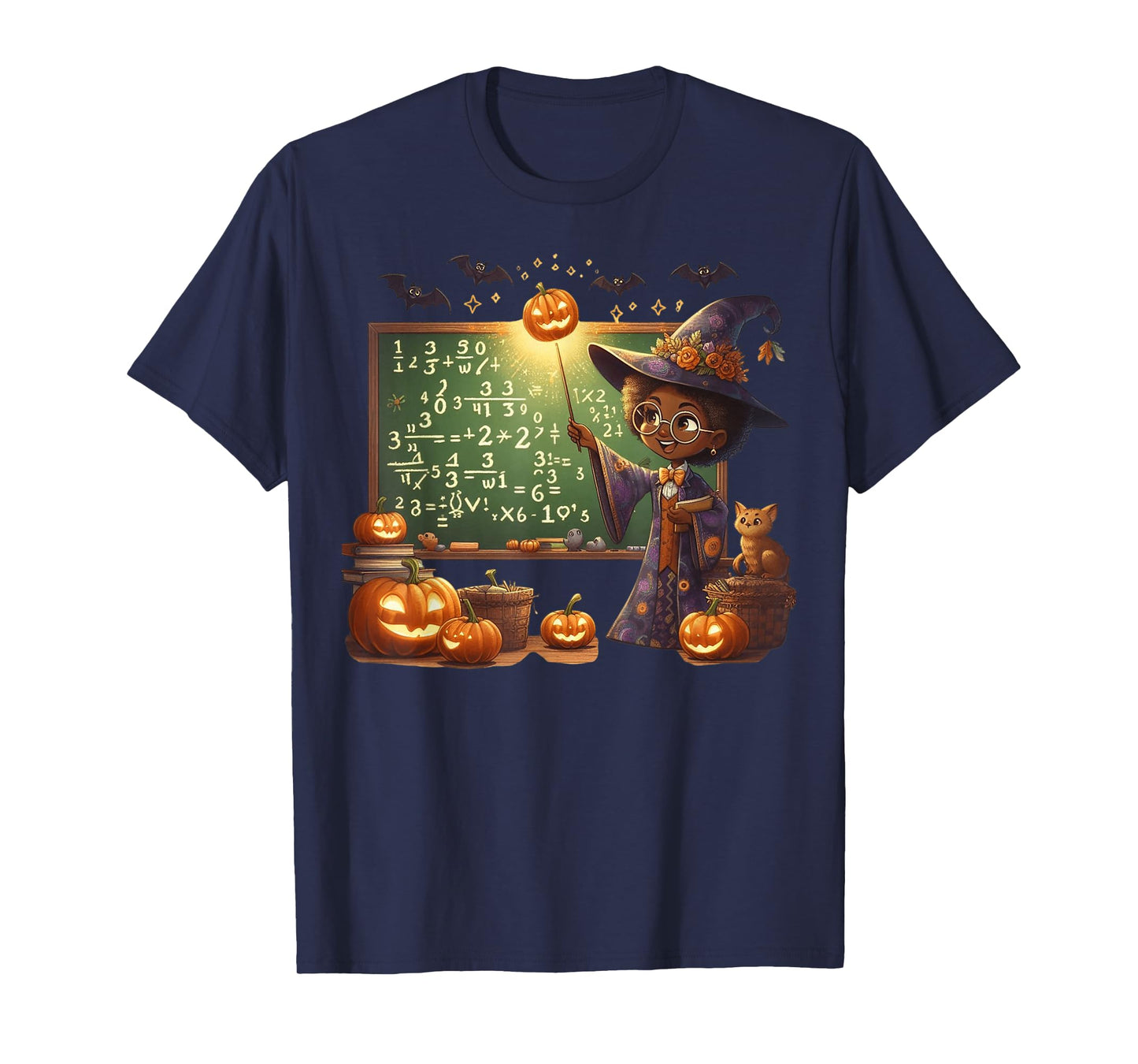 Funny Witch Teacher Halloween Math Classroom Students Kids T-Shirt