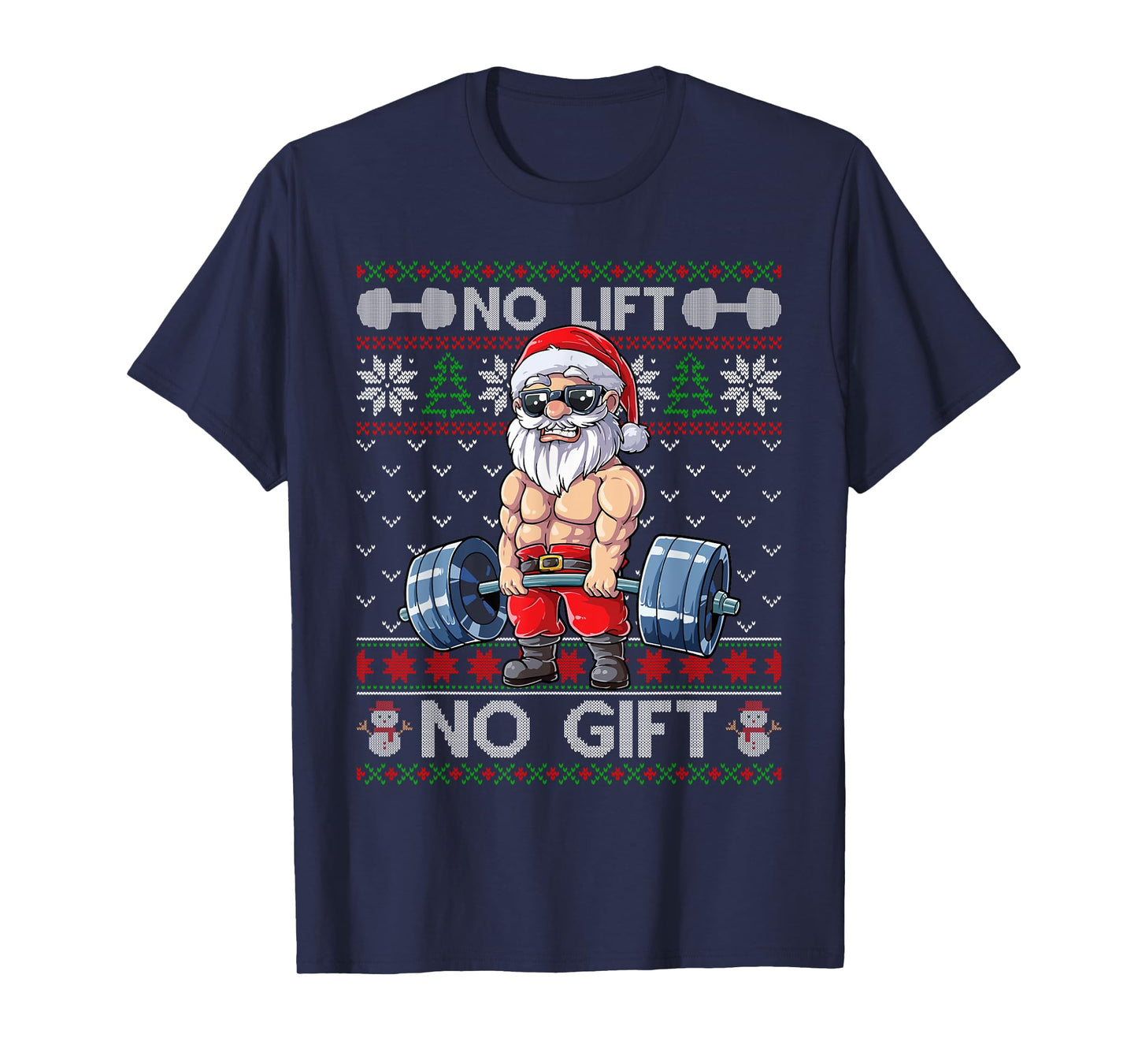 Funny Muscle Santa Lifting Christmas Ugly Christmas Sweater T-Shirt