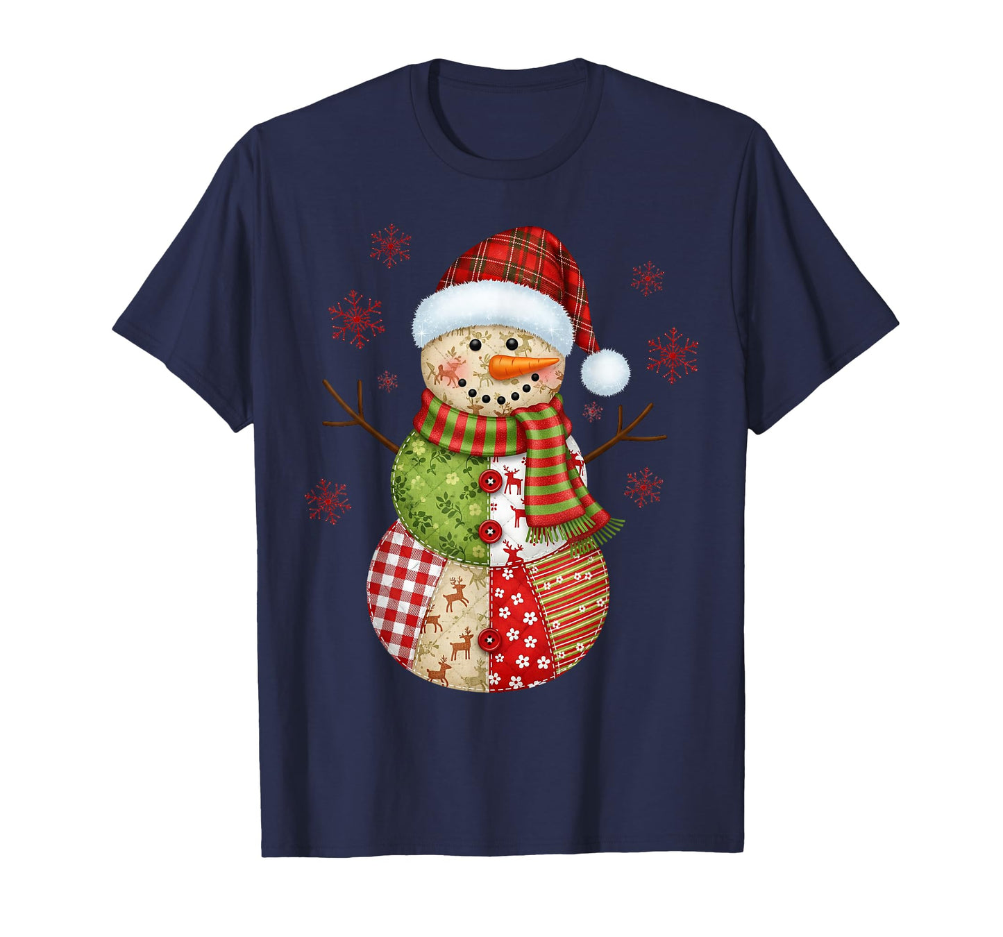 Vintage Patchwork Snowman Christmas Winter Holiday Xmas T-Shirt