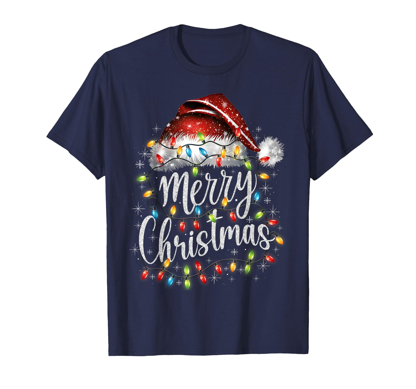 Merry Christmas Xmas Lights Santa Snowflake Holiday Family T-Shirt