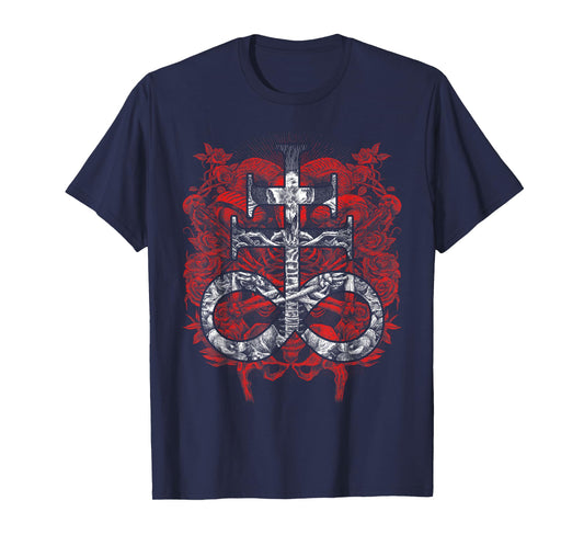 Satanic Gift for Satanist Occult Leviathan Cross Baphomet T-Shirt