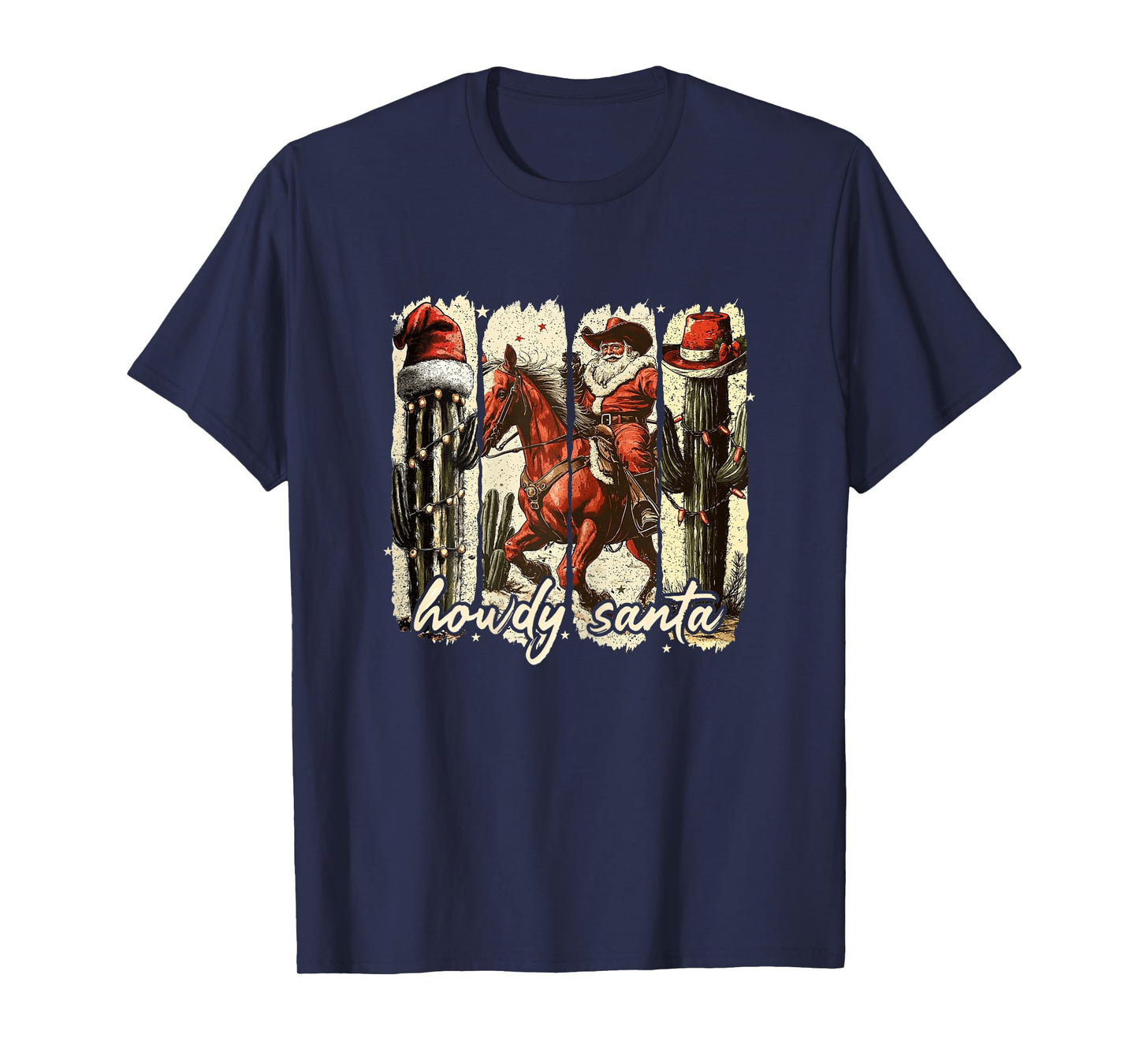 Womens Howdy Santa Cowgirl Small Town Girl Christmas Highland Cow T-Shirt