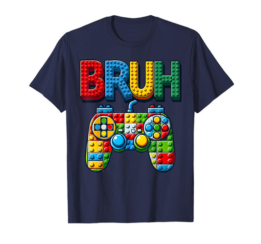 Play Building Blocks Bruh Saying Gamer Boys Brick Builder T-Shirt