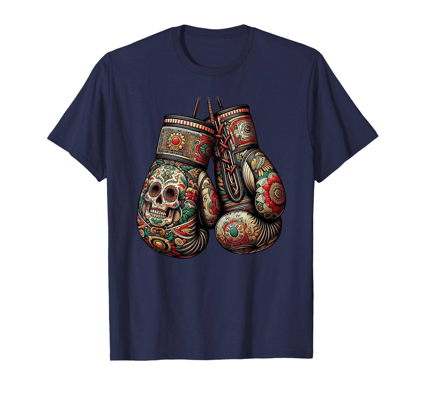Mexican Vintage Style Boxing Gloves Aztec Mayan Fighter T-Shirt