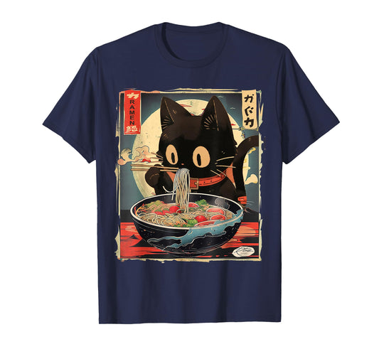 Cat Ramen Manga Anime for Kids Boys Girls Teens Kawaii Cat Eating Ramen Noodles Anime Gift Girls Teens T-Shirt