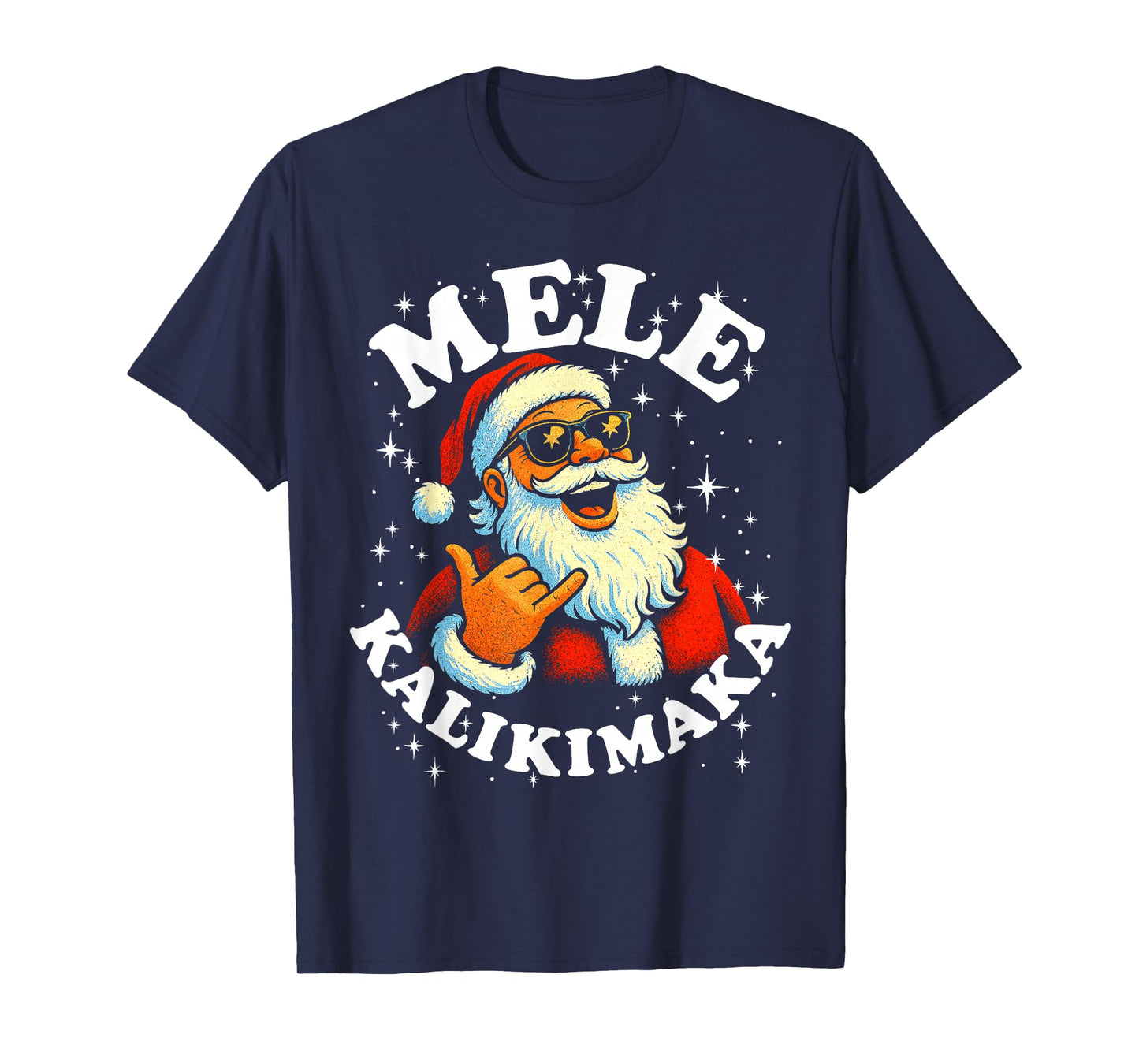 Retro Mele Kalikimaka Hawaiian Christmas Party Santa Shaka T-Shirt