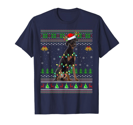 Doberman Pinscher Dog Ugly Christmas Sweaters Holiday Xmas T-Shirt