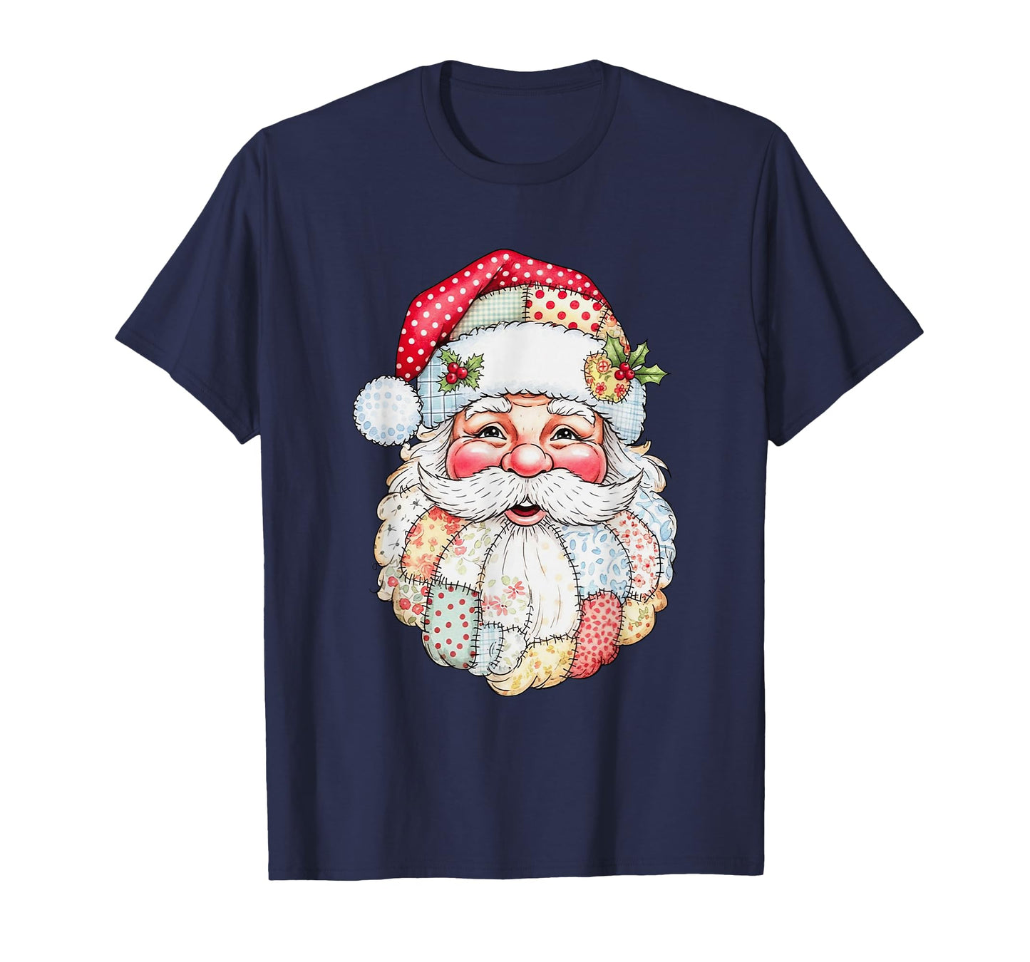 Vintage Funny Patchwork Santa Claus Merry Christmas Season T-Shirt