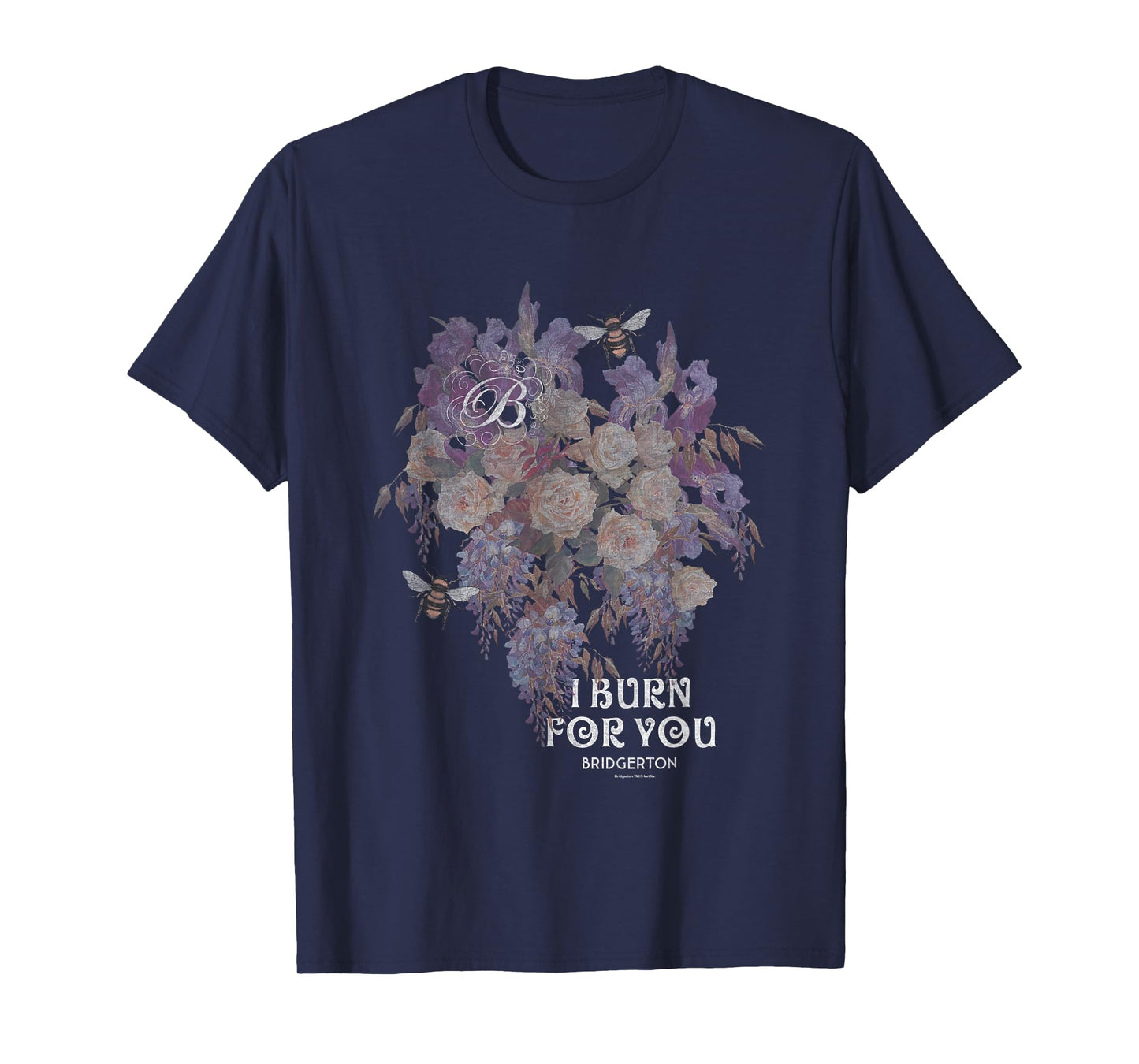 Bridgerton I Burn For You Vintage Retro Floral Chest Poster T-Shirt