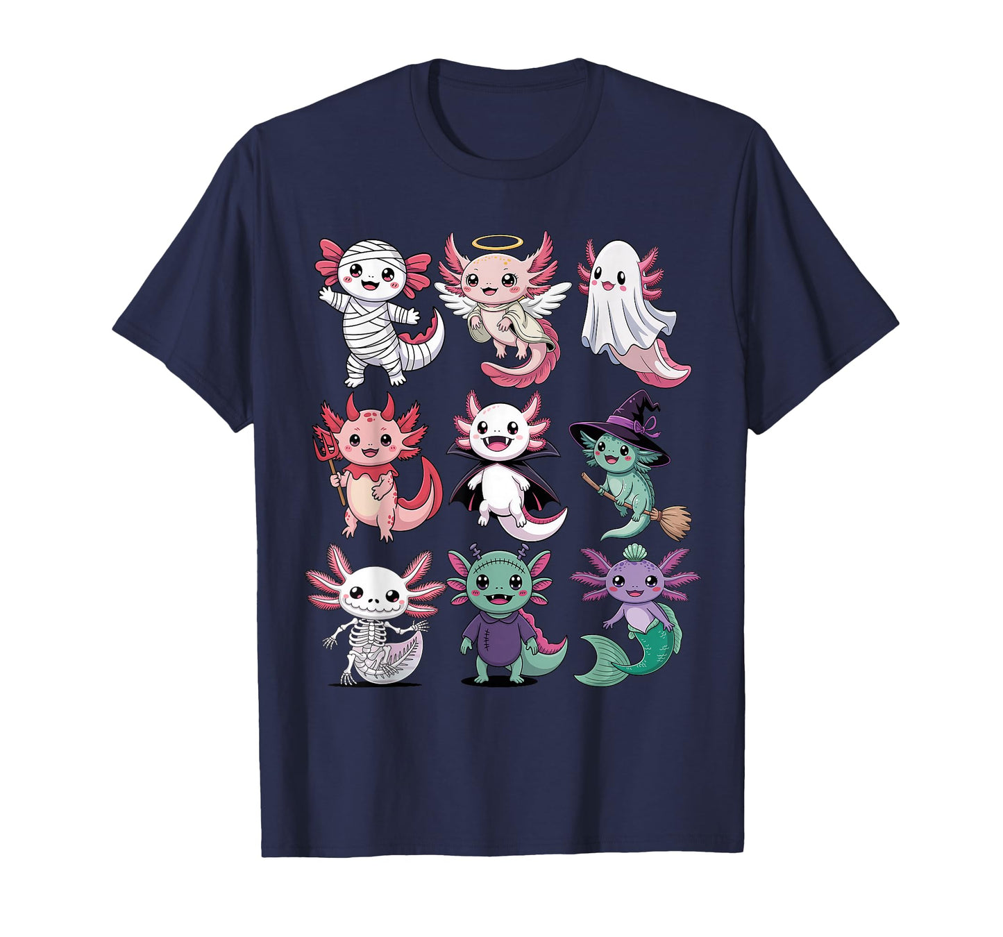 Halloween Axolotl T-Shirt - Cute Spooky Axolotls Costume T-Shirt