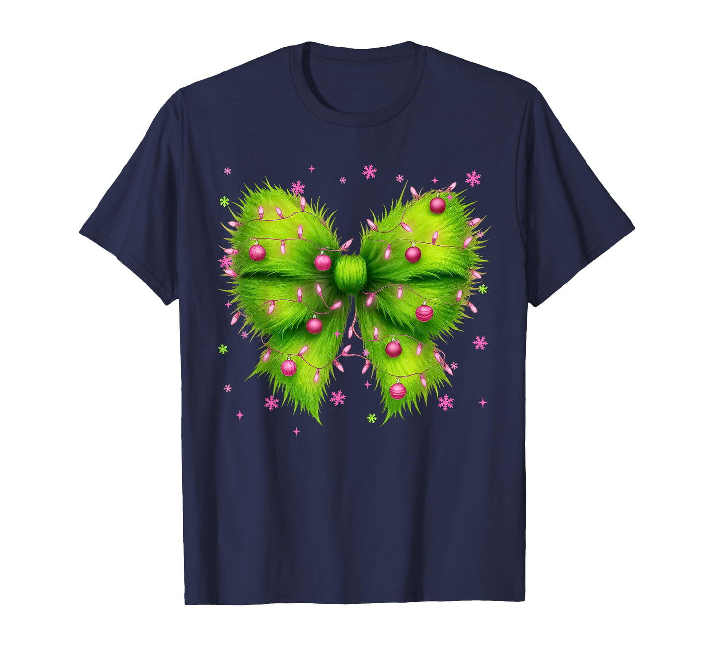Christmas Tree Green Coquette Pink Christmas Xmas Girl T-Shirt