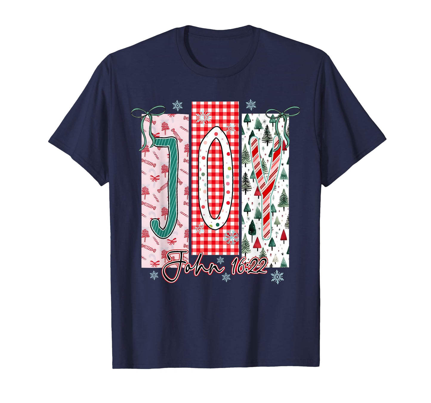 Joy Christmas Santa Coquette Bow Women Girls T-Shirt