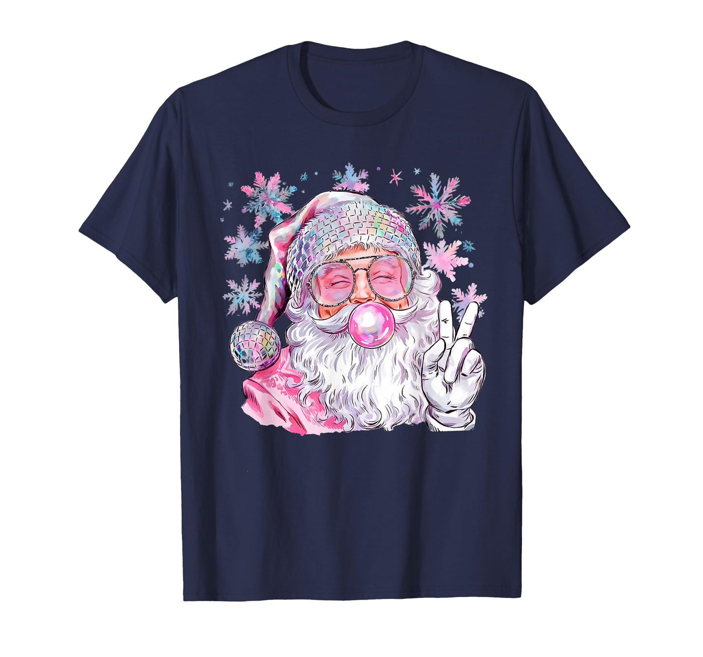 Retro Bubblegum Santa Shirt, Pink Christmas Girl's Holiday T-Shirt