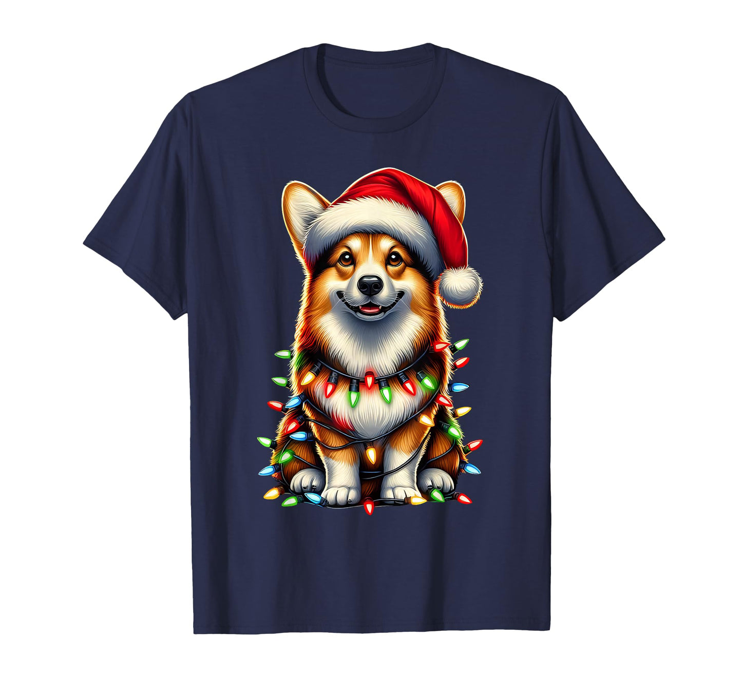 Corgi Dog Christmas Tree Lights Santa Xmas Pajama Dog Lover T-Shirt