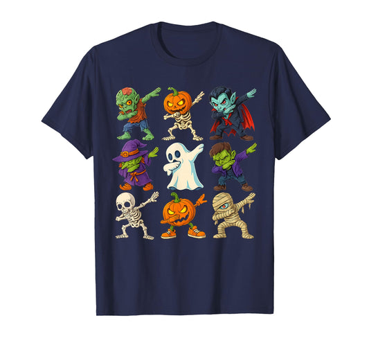 Dabbing Halloween Boys Skeleton Zombie Scary Pumpkin Mummy T-Shirt