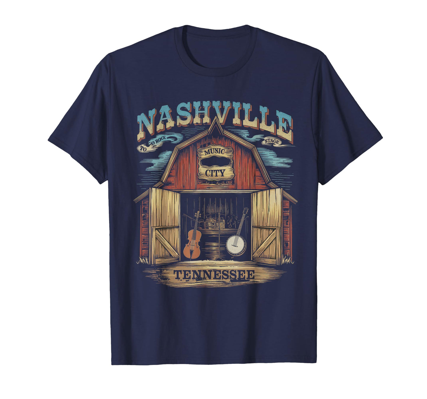 Nashville Music City Tshirt Women Men Tennessee Rock Country T-Shirt