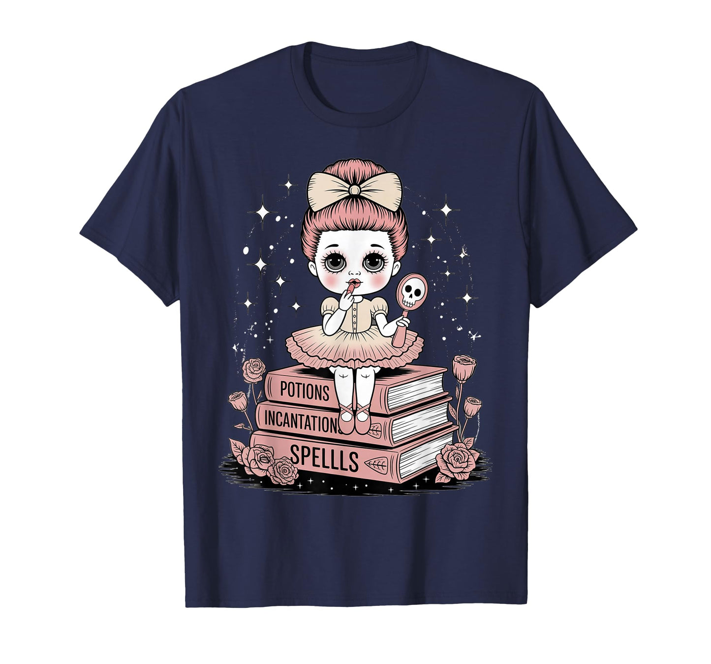Creepy Halloween Doll Spell Books Witch Potions Incantations T-Shirt
