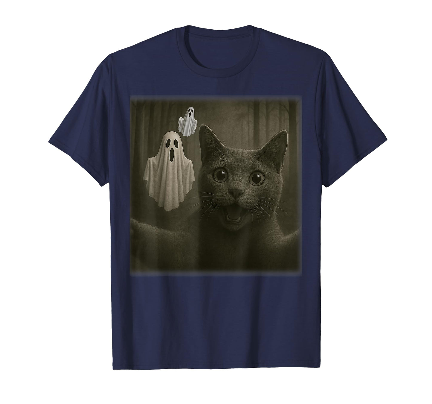 Funny Halloween Cat Selfie with Spooky Ghost Cat Lovers T-Shirt