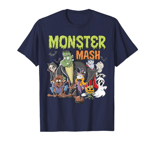 Monster Mash Vintage Halloween Funny Spooky Womens Men Kids T-Shirt
