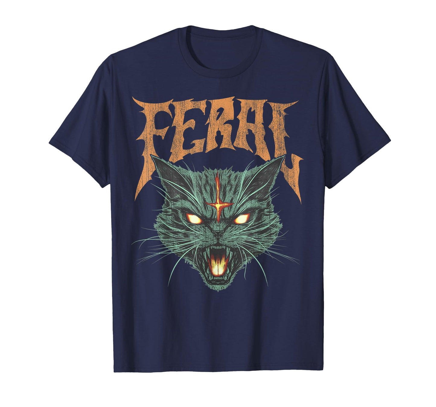 Vintage Retro Feral Cat Graphic Tee T-Shirt