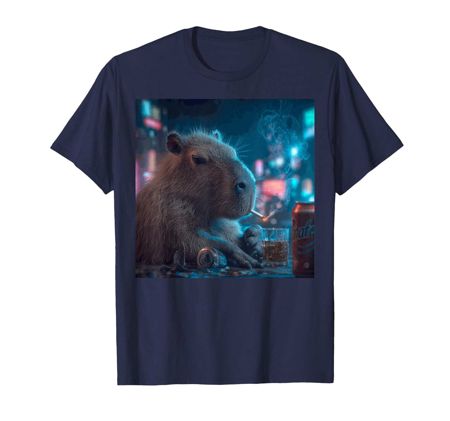 Funny Graphic Capybara Smoking Adult Funny T-Shirt