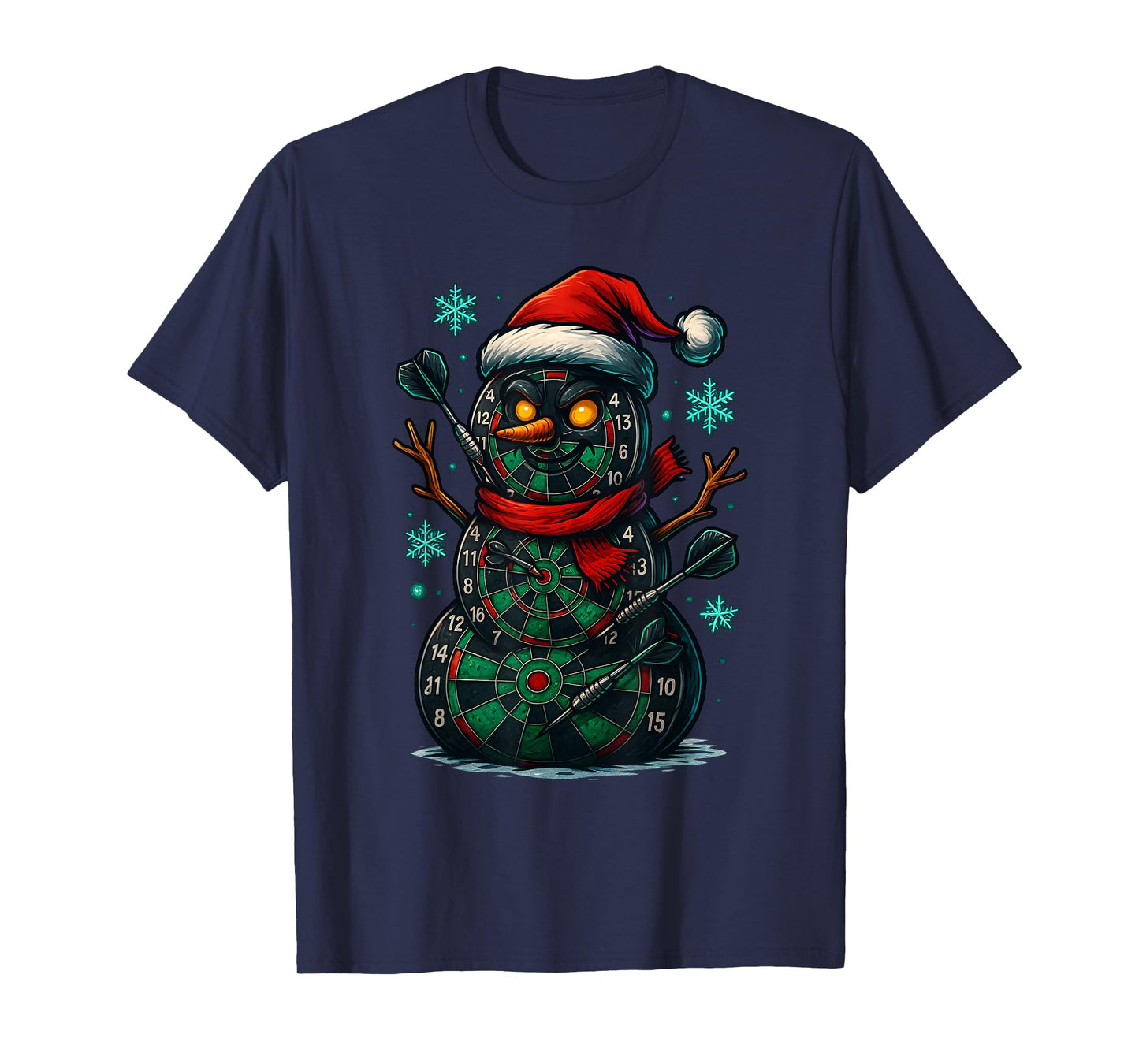 Funny Dartboard Snowman Christmas Santa T-Shirt