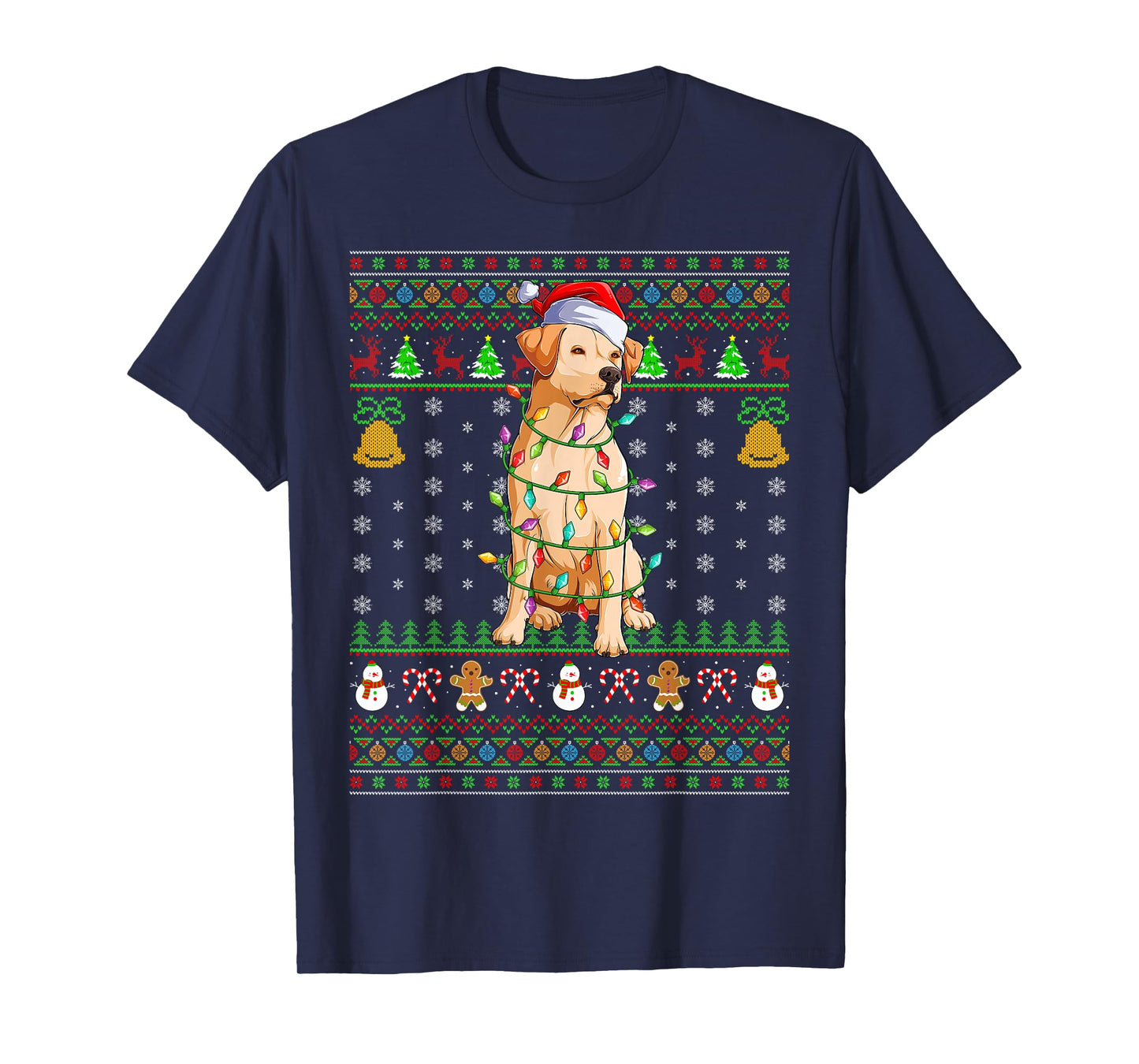 Labrador Retriever Dog Christmas Lights Ugly Sweaters Xmas T-Shirt