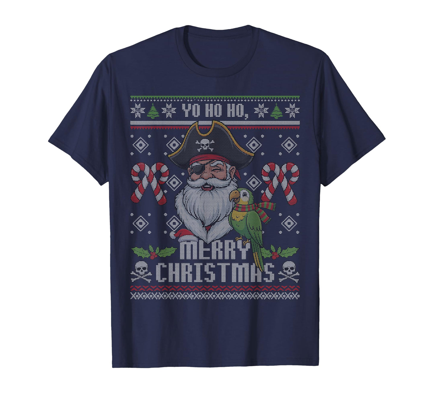 Merry Christmas Funny Pirate Santa Ugly Christmas T-Shirt