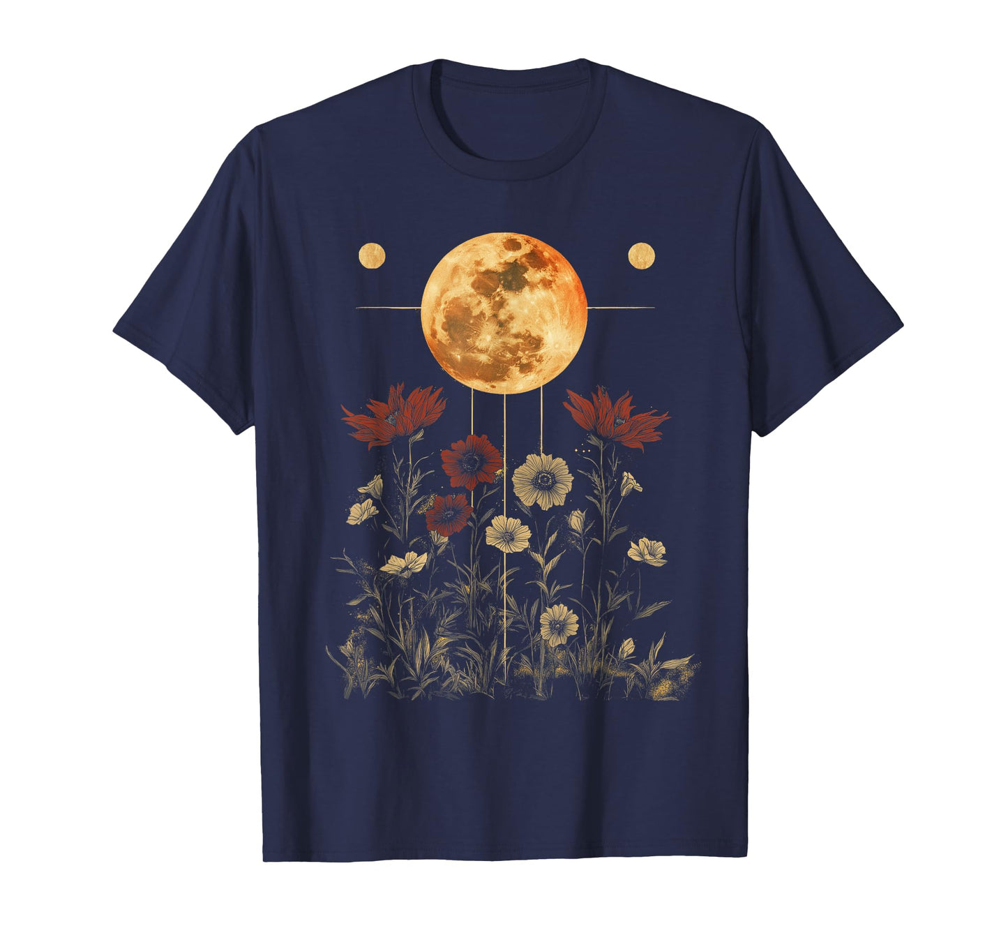 Lunar Flower Garden Moon Phase Celestial Botanical T-Shirt