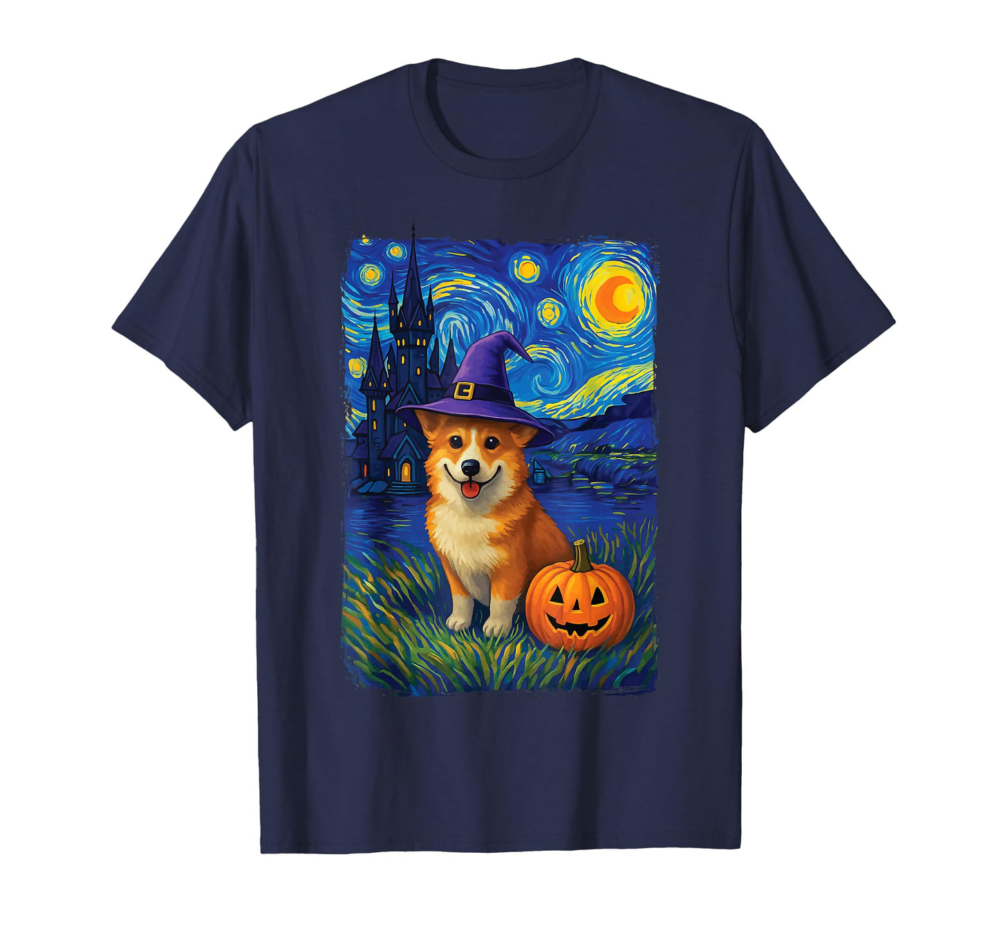 Corgi Starry Night Halloween T-Shirt