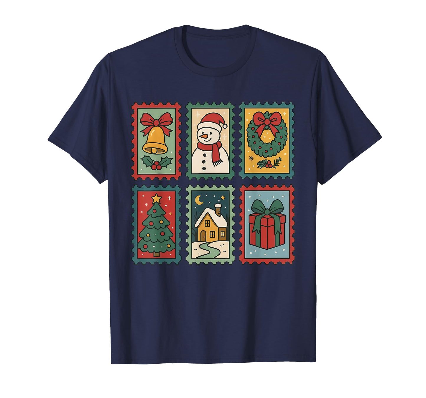 Vintage Christmas Stamps Retro Postage Santa T-Shirt