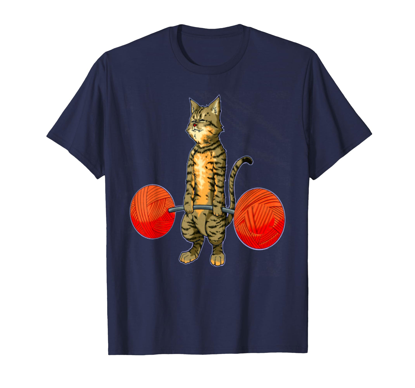 Deadlifting Tabby Cat Powerlifting Musclebuilding Black Cat Cartoon Deadlifting Gym T-Shirt