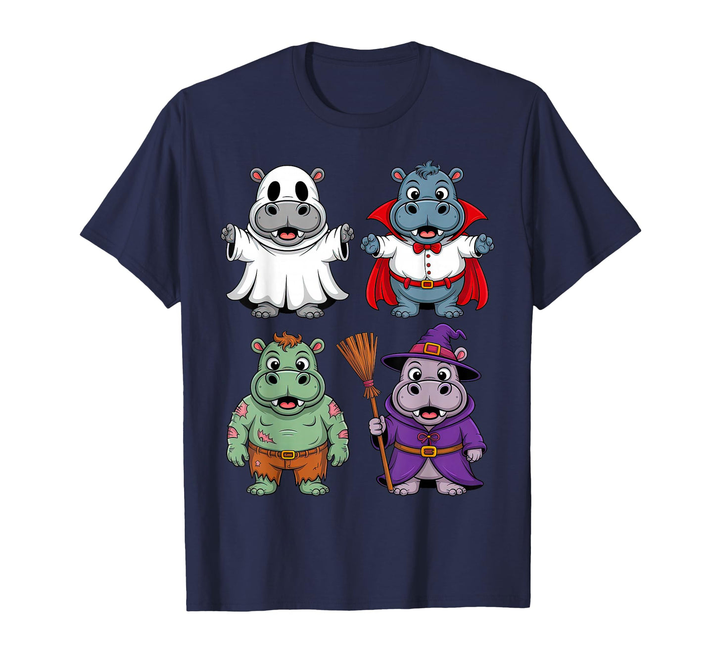 Funny Hippo Ghost Witch Zombie Halloween Costume Party Fun T-Shirt