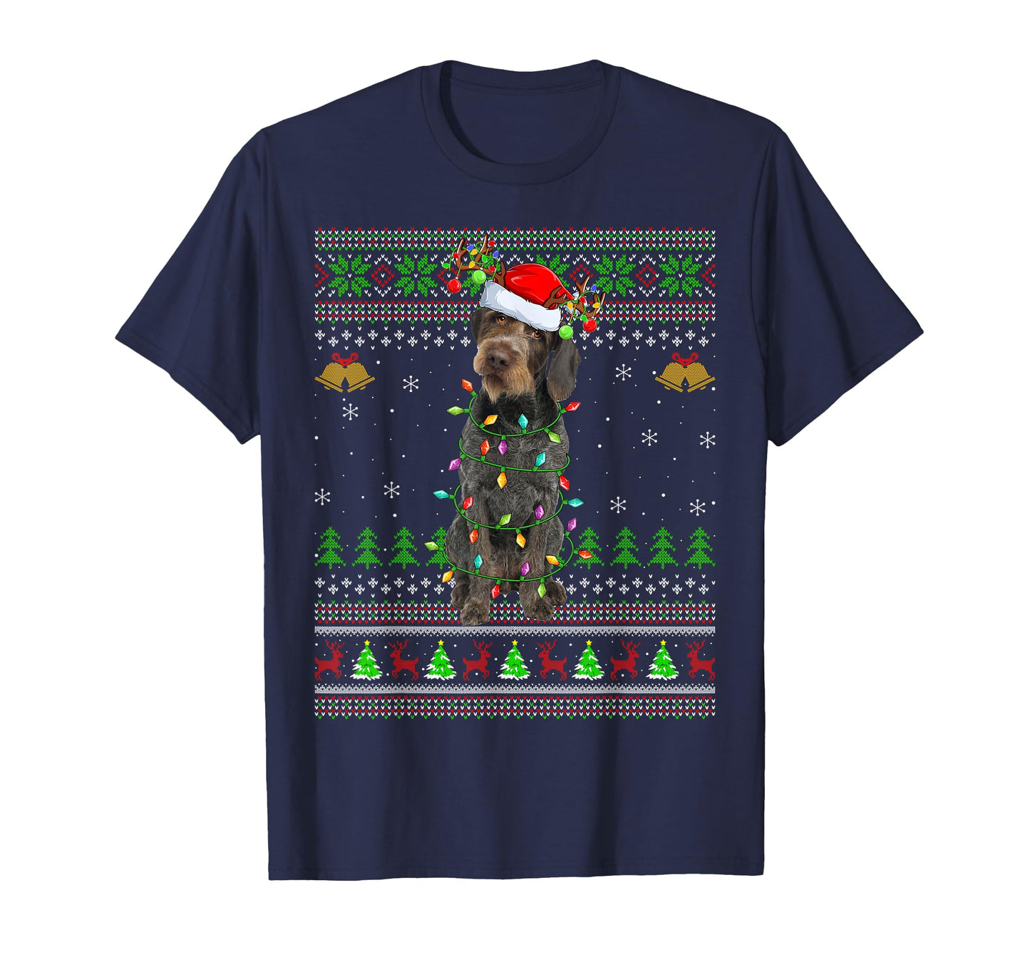 German Wirehaired Pointer Dog Ugly Christmas Sweaters Xmas T-Shirt
