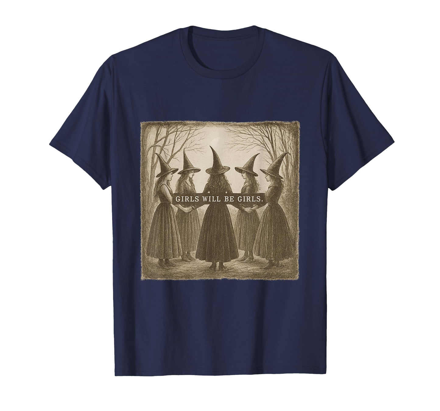 Girls Shall Girls Witch Coven Vintage Art T-Shirt