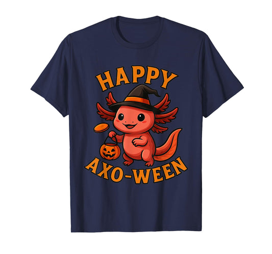 Cute Spooky Halloween Axolotl Witch Happy AXO-ween T-Shirt