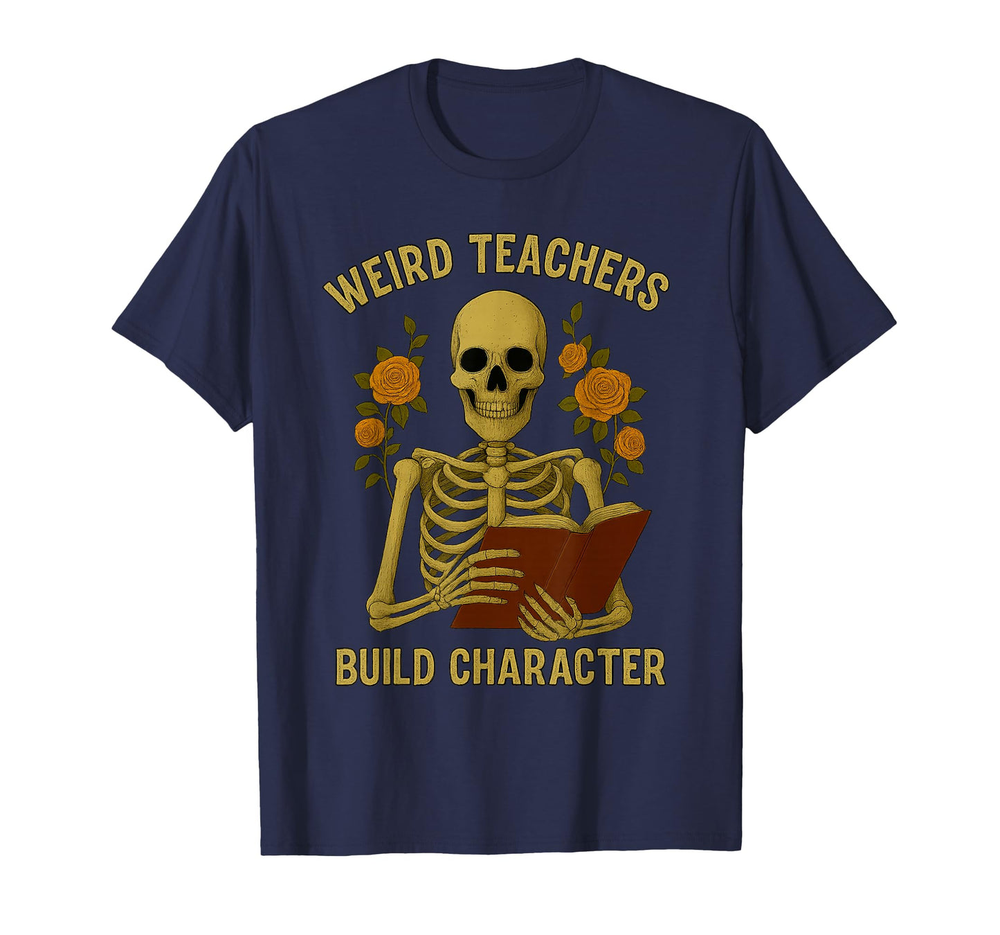 Weird Teachers Build Character Skeleton Book Halloween Women T-Shirt